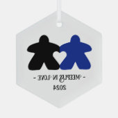Meeples in Love, Blue & Black Glass Ornament ガラスオーナメント (裏面)