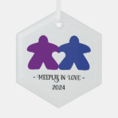 Meeples in Love, Purple & Blue Glass Ornament ガラスオーナメント (正面)