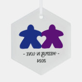 Meeples in Love, Purple & Blue Glass Ornament ガラスオーナメント (裏面)