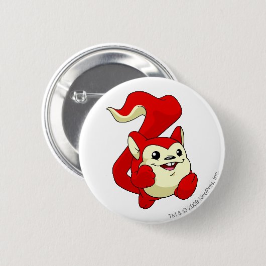 Meercaの赤 缶バッジ (正面&裏面)