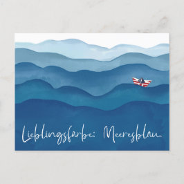Meeresfarbe Blau Postkarte im Aquarell Stil  ポストカード
