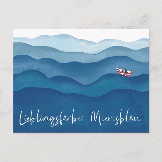 Meeresfarbe Blau Postkarte im Aquarell Stil  ポストカード (正面)