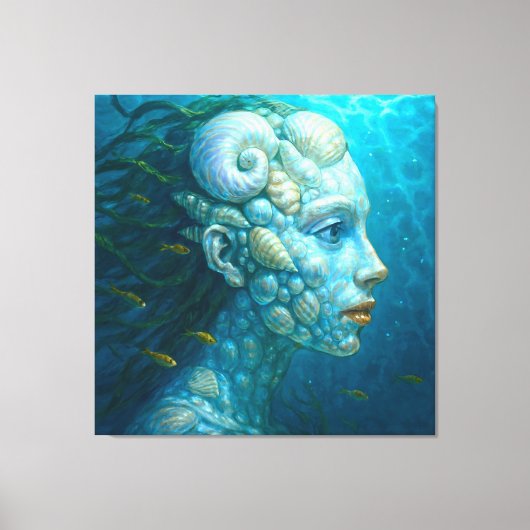 Meerjungfrau in Muscheln - Malerei Stil キャンバスプリント (正面)