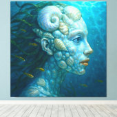 Meerjungfrau in Muscheln - Malerei Stil キャンバスプリント (インサイチュ (ウッドフロア))