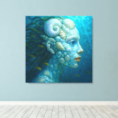 Meerjungfrau in Muscheln - Malerei Stil キャンバスプリント (インサイチュ (ウッドフロア))