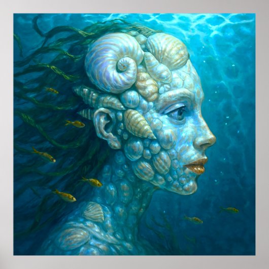 Meerjungfrau in Muscheln - Malerei Stil ポスター (正面)