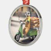 Meerkatピザをタックタックで配達する メタルオーナメント (左)