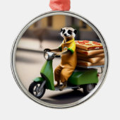 Meerkatピザをタックタックで配達する メタルオーナメント (正面)