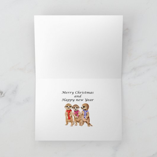 Meerkat家族のキャロルの歌手のクリスマスカード シーズンカード (内部)