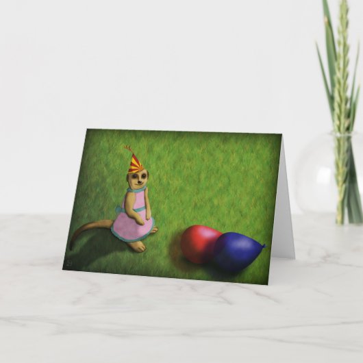 Meerkat誕生日、グリーティングカード カード (正面)