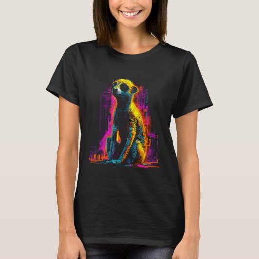 Meerkat Artwork - Animal Art Meerkat Tシャツ (正面)