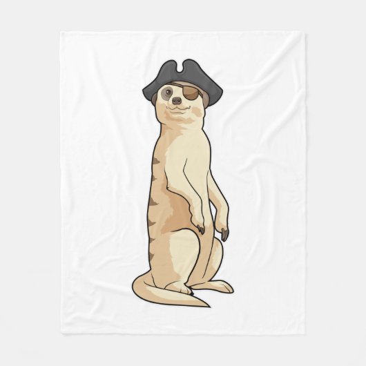 Meerkat as Pirate with Pirate hat フリースブランケット (正面)