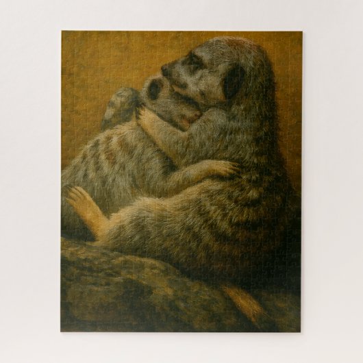 Meerkat Embrace – Heartfelt Wildlife Art Print ジグソーパズル (縦)