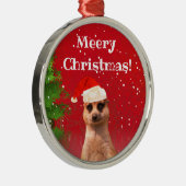 Meerkat Meeryのクリスマスのおもしろいなクリスマスのオーナメント メタルオーナメント (右)