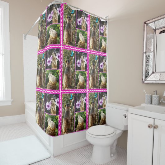 Meerkat,_Photo_Collage,_Shower_Curtain。 シャワーカーテン (インサイチュ)