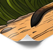 Meerkat standing alert in a field of grass ポスター (コーナー)