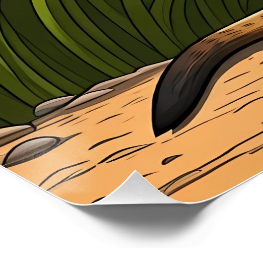 Meerkat standing alert in a field of grass ポスター (コーナー)