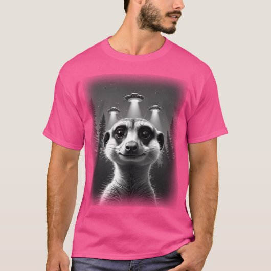 Meerkat Ufo Animal Selfie Aおもしろいとパッ笑わされるト Tシャツ (正面)