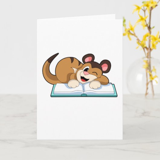 Meerkat with Book カード (黄色い花)