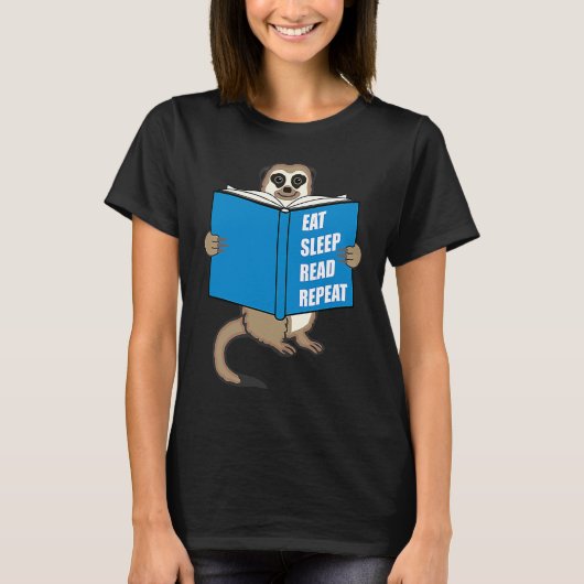 Meerkat with Book Books Reading Hobby Tシャツ (正面)