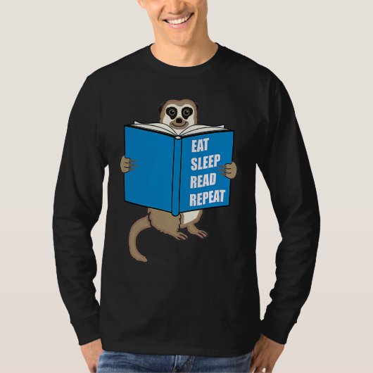 Meerkat with Book Books Reading Hobby Tシャツ (正面)