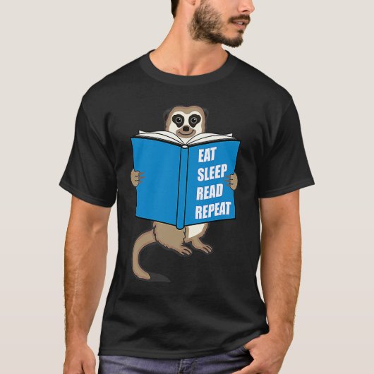 Meerkat with Book Books Reading Hobby Tシャツ (正面)