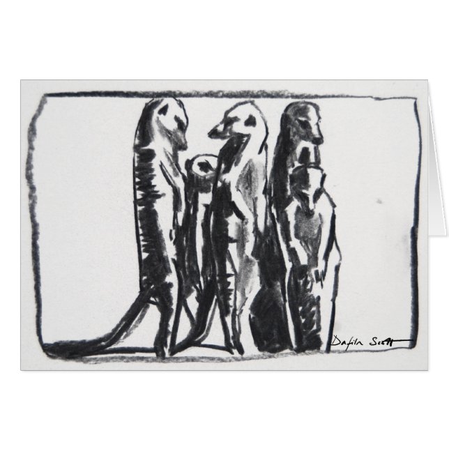 meerkats -カード--を日に晒します (正面横)