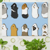 Meerschweinchen viele blau キッチンタオル (折り畳み)
