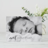 Meetスクリプトカスタムフォトコラージュ男の赤ちゃん誕生 案内状 (スタンド正面)