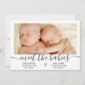 Meetベビースクリプトハート3 photoベビーツインズ誕生 案内状 (正面)