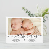 Meetベビースクリプトハート3 photoベビーツインズ誕生 案内状 (スタンド正面)