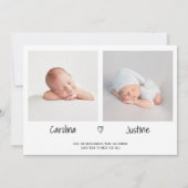 Meetベビースクリプトハート3 photoベビーツインズ誕生 案内状 (裏面)