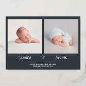 Meetベビースクリプト金ゴールド3 photoベビーツインズ誕生 箔招待状 (裏面)