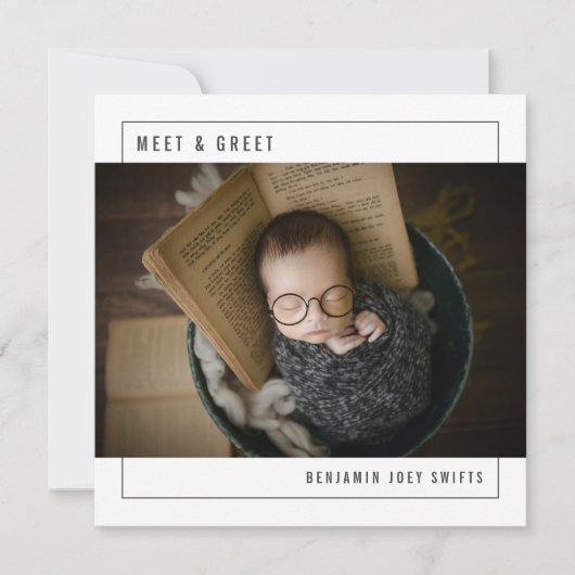 Meet and Greetベビーモダン写真誕生 案内状 (正面)