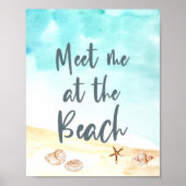 Meet me at the Beach Coastal Seashells Art ポスター (正面)