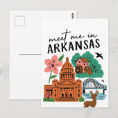 Meet Me In Arkansas Southern USA Doodle Landmarks ポストカード (正面/裏面)