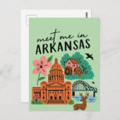 Meet Me In Arkansas Southern USA Retro Landmarks ポストカード (正面/裏面)