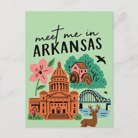 Meet Me In Arkansas Southern USA Retro Landmarks ポストカード (正面)