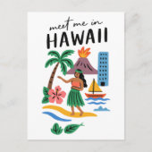 Meet Me In Hawaii Tropical Hula Dancer Beach ポストカード (正面)