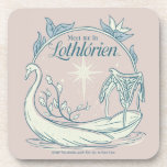 Meet me in LOTHLORIEN™ - Swan Boat コースター<br><div class="desc">Drift into the timeless beauty of Middle-earth™ with this enchanting Lord of the Rings™ design inspired by Lothlórien™. Featuring an elegant Elven swan boat gliding across tranquil waters beneath a radiant star, the artwork captures the serenity and starlit magic of the Golden Wood. Framed by delicate leaves and graceful linework,...</div>