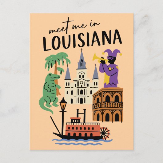 Meet Me In Louisiana New Orleans Jazz Bayou ポストカード (正面)