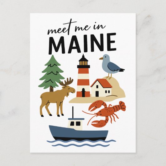 Meet Me In Maine Coastal New England Wildlife ポストカード (正面)
