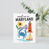 Meet Me In Maryland Lighthouse Sailboat East Coast ポストカード (スタンド正面)