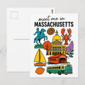 Meet Me In Massachusetts Boston Lobster Cranberry ポストカード (正面/裏面)