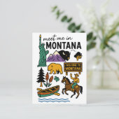 Meet Me In Montana Wildlife & Cowboy State Travel ポストカード (スタンド正面)