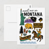 Meet Me In Montana Wildlife & Cowboy State Travel ポストカード (正面/裏面)