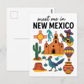 Meet Me In New Mexico Southwest Zia Hot Air ポストカード (正面/裏面)