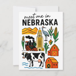 Meet Me In New Nebraska Landmarks Icons ポストカード