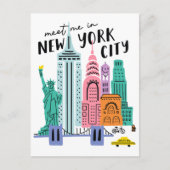 Meet Me In New York City NYC Skyline Landmarks ポストカード (正面)
