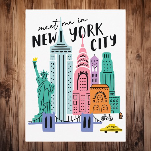 Meet Me In New York City NYC Skyline Landmarks ポストカード